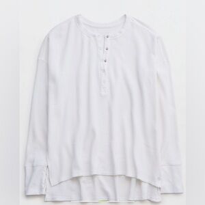 Aerie White Long Sleeve Henley Top